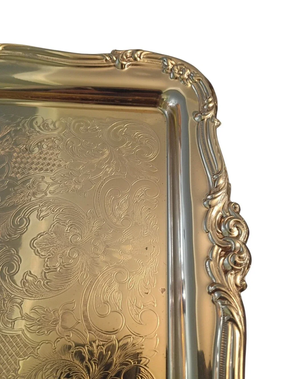 Vintage Copper Craft Brass Relish Tray With Starburst Crystal Inserts EUC